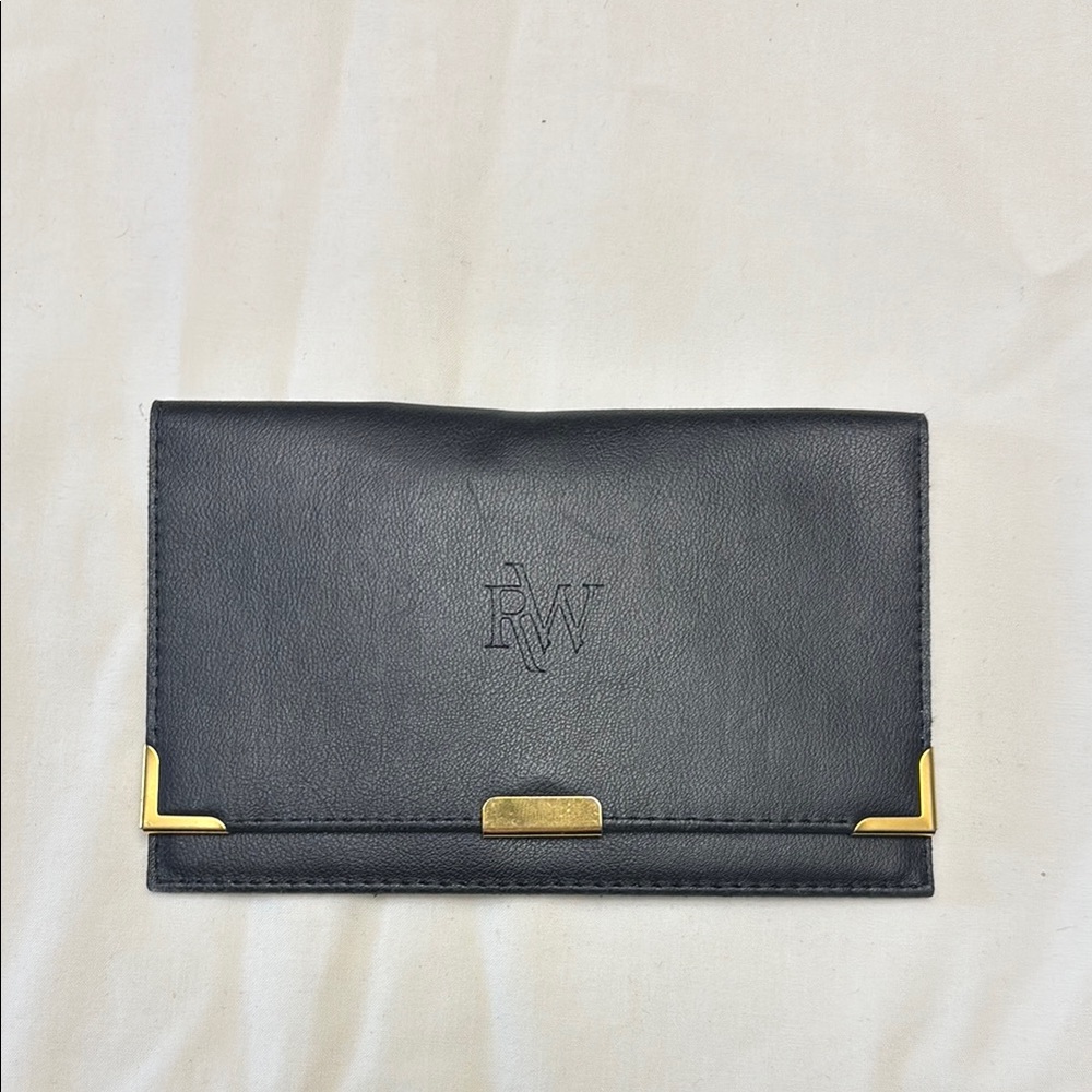 Black Leather Wallet with Gold Accents
